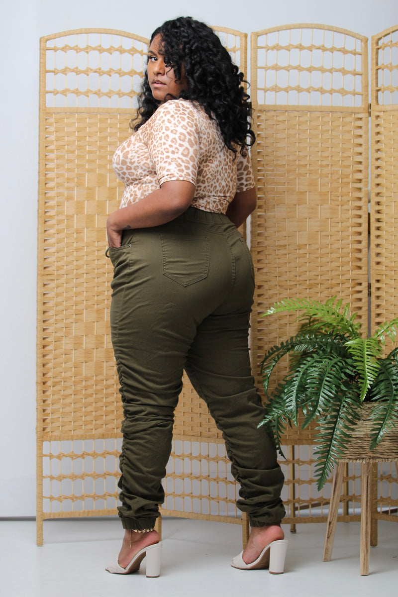 Olive High Waist Stacked Joggers