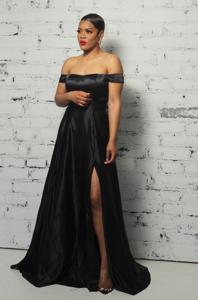 Black Buckle Luxe Evening Gown